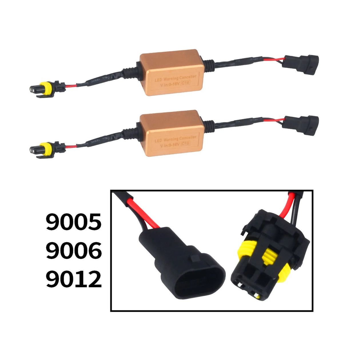 Black alloy CANBUS decoder for LED car headlights compatible with H4, H7, H11 models.
