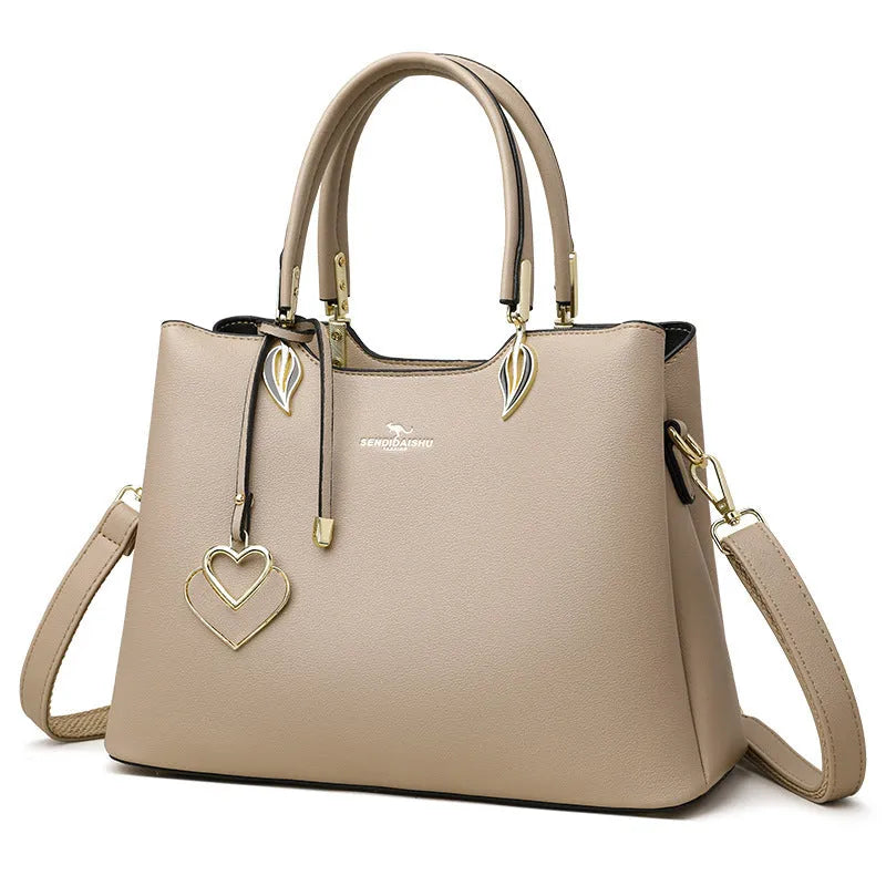 Women's PU shoulder messenger bag with multiple compartments and adjustable cross-body strap
