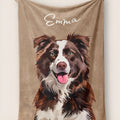 Flannel blanket with cartoon anime dog pattern, custom picture style, available in 125 cm x 150 cm and 150 cm x 200 cm
