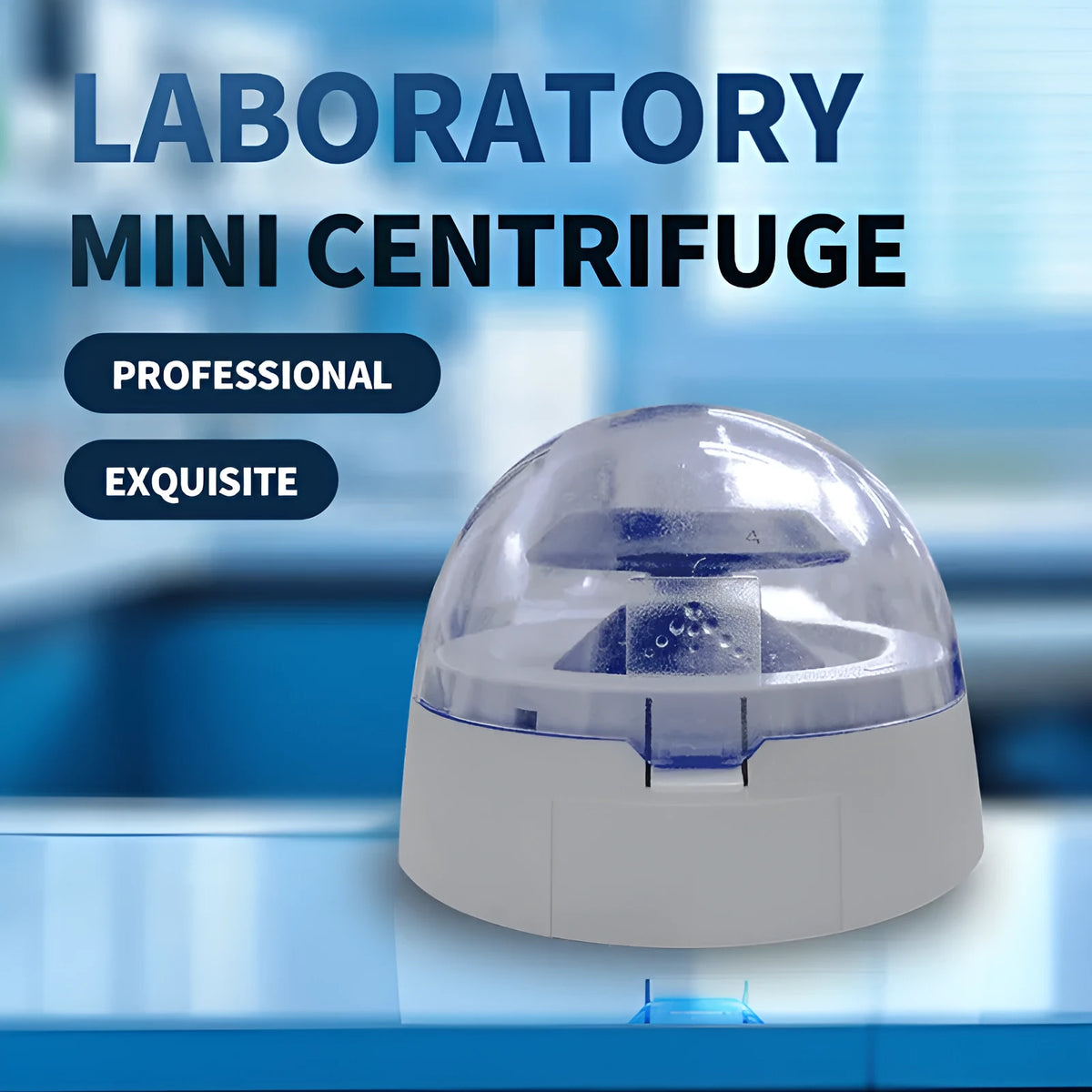 Mini laboratory centrifuge measuring 157mm with 7000 RPM speed for sample separation