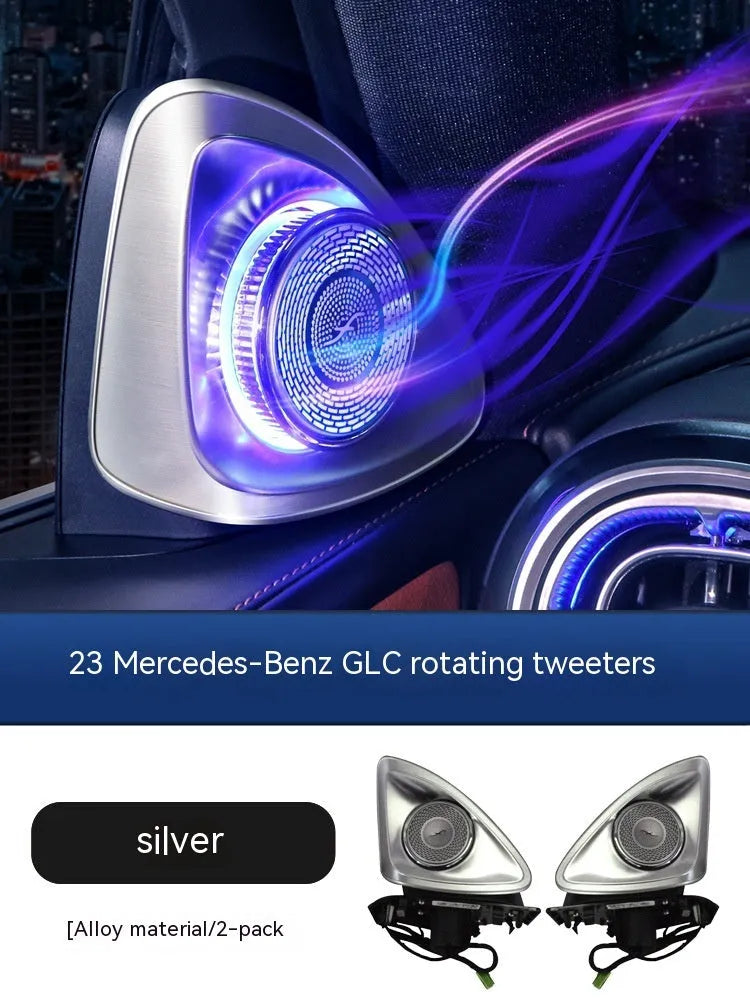 Pair of Burmester rotating tweeter speakers for Mercedes-Benz GLC, ABS construction.