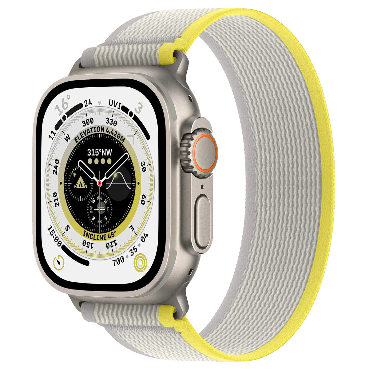 Integrated single-ring nylon Apple Watch strap shown in multiple colour options on a watch.