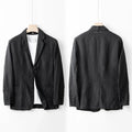 Men's loose fit linen casual blazer in solid colour with long sleeves