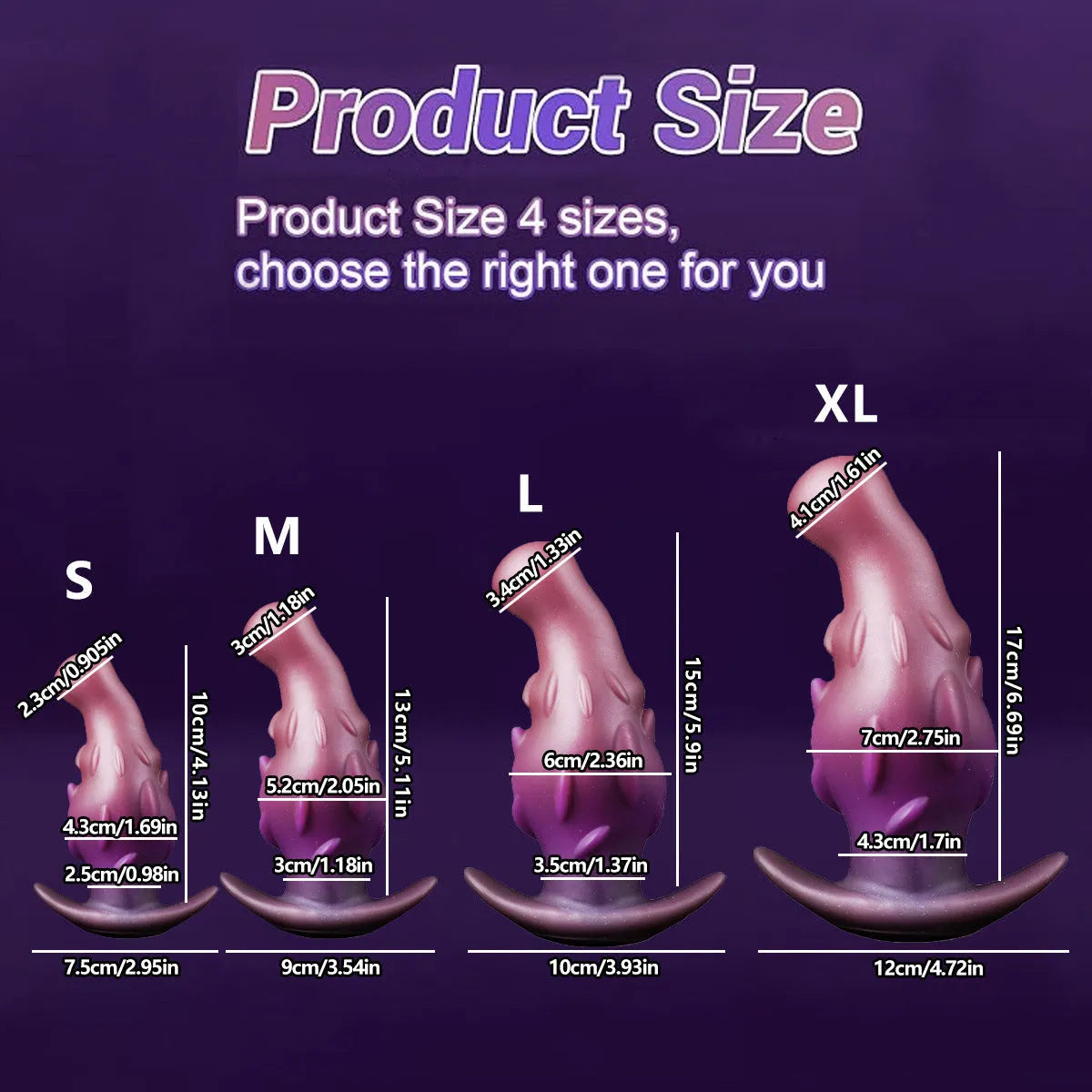 Liquid silicone wearable masturbator sex toy shown in purple, gold, and black colour options.