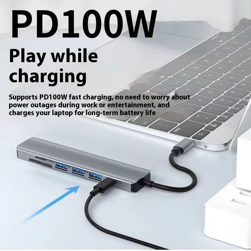 USB-C 7-in-1 expansion dock with HDMI port, USB 3.0 ports, and 15cm cable