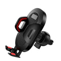 Black-grey car air vent phone holder with auto-lock clamp for smartphones