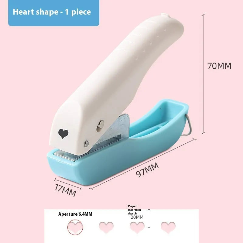 Manual hand punch press with love, star, 4mm and 6mm round pattern dies for craft embossing.