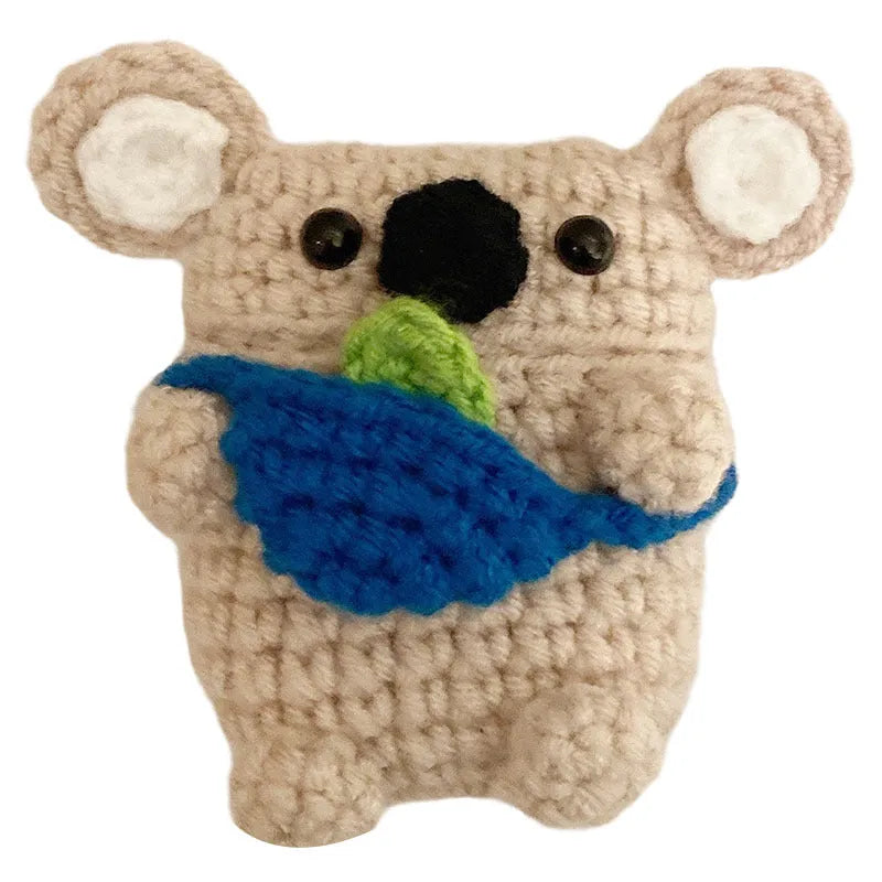 Hand knitted koala bear backpack design AirPods protective sleeve for wireless earbud charging case