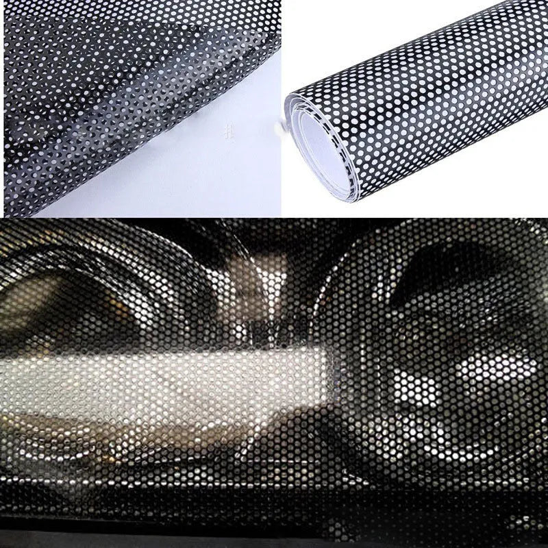 Perforated automotive colour changing film sheet measuring 30cm by 106cm