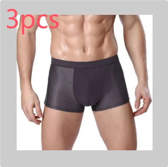 Men's modal boxer briefs with U-convex design and mesh panel in black colour