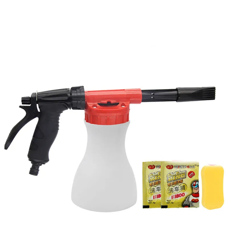 Foam pot high pressure water gun for garden use, showing handheld sprayer design.