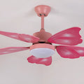 Ceiling fan chandelier with remote, 1.06m diameter, acrylic shade, wooden blades, blue or pink