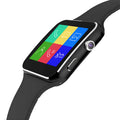 Smart watch with 1.54-inch IPS touch screen and black silicone strap on wrist