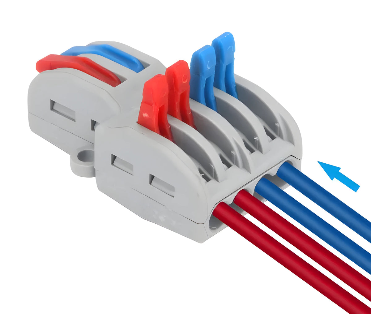 Quick wire electrical connector with fire insulation shell and brass contacts for 0.08-4.0mm² cables.