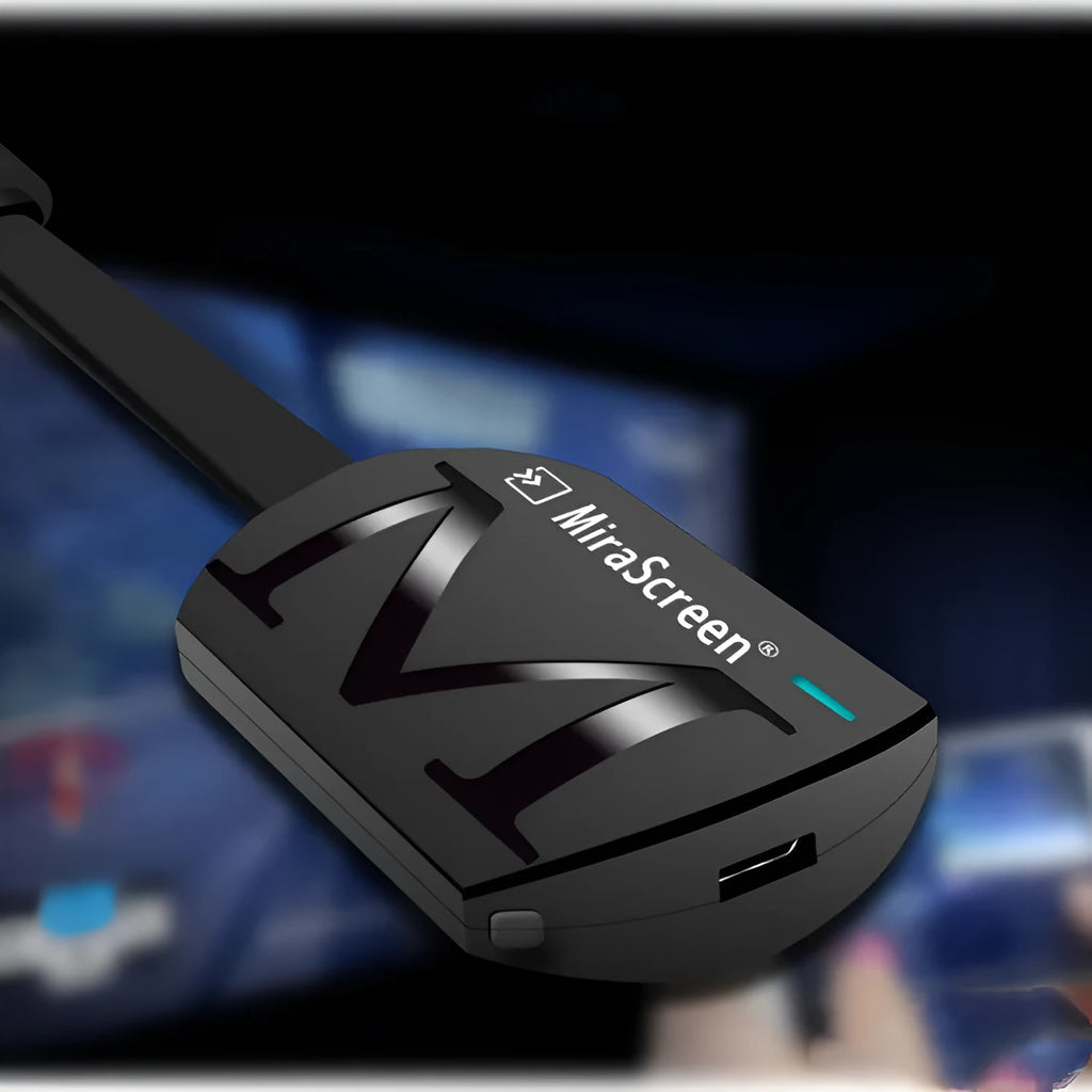 Black USB HDMI dongle for Android phone screen mirroring to TV with 1080p output