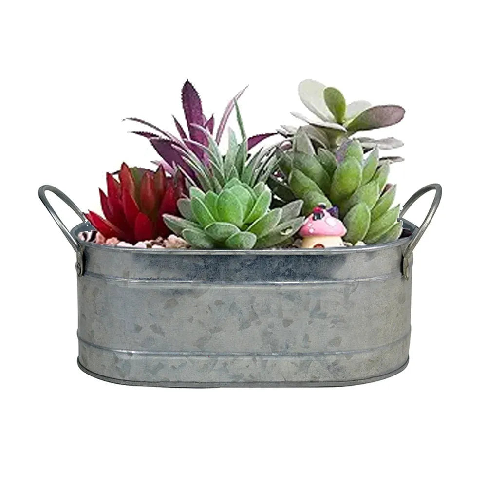 Iron sheet metal desktop succulent flowerpot with corrosion-resistant finish
