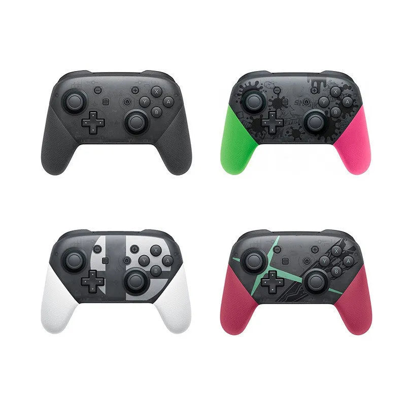 Wireless Bluetooth gamepad with vibration in black, white, red, or green colours showing USB port.