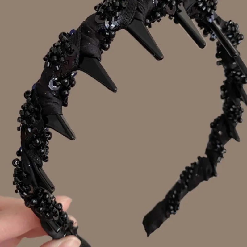 French velvet hairband with crystal wave pressing design in multiple colour options