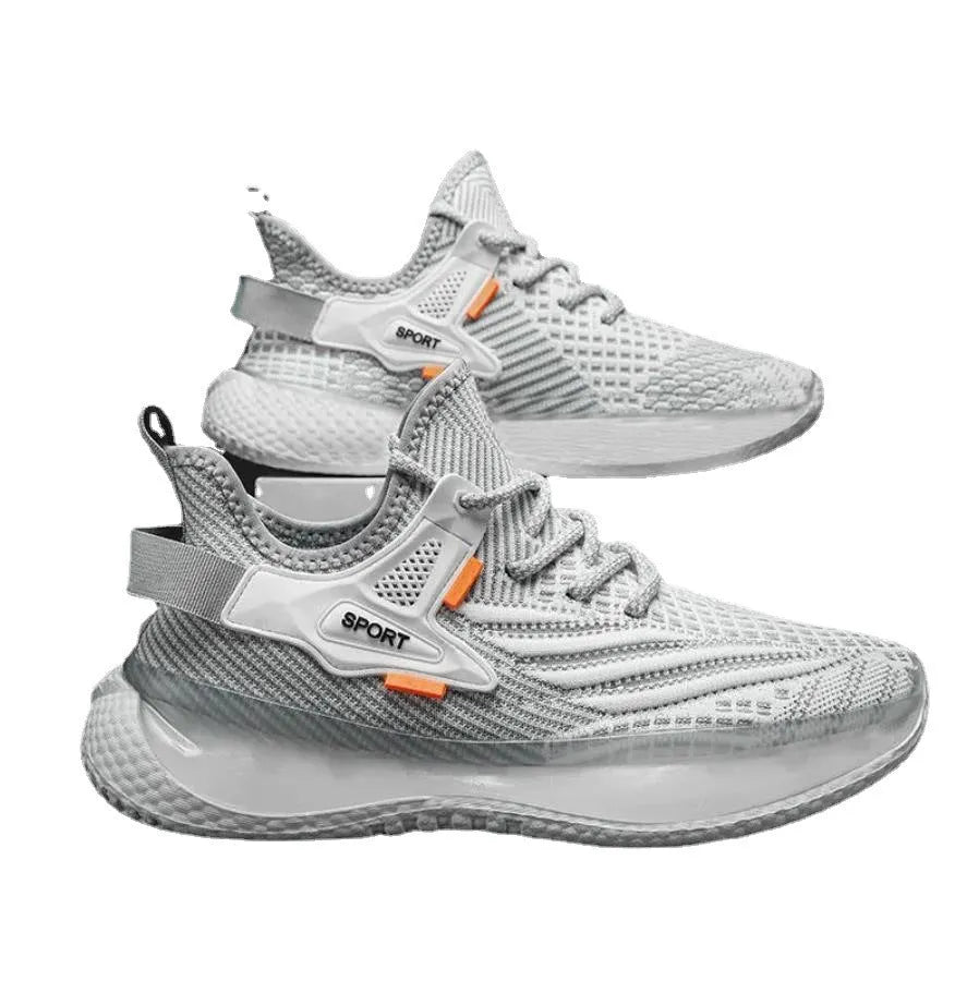 Men's low top fly woven mesh sneaker with rubber sole in solid color