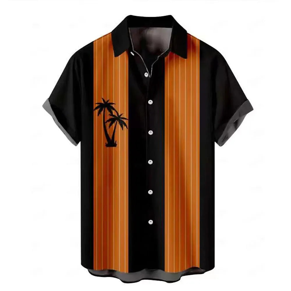 Men's Hawaiian shirt with 3D printed pattern in regular fit cardigan style