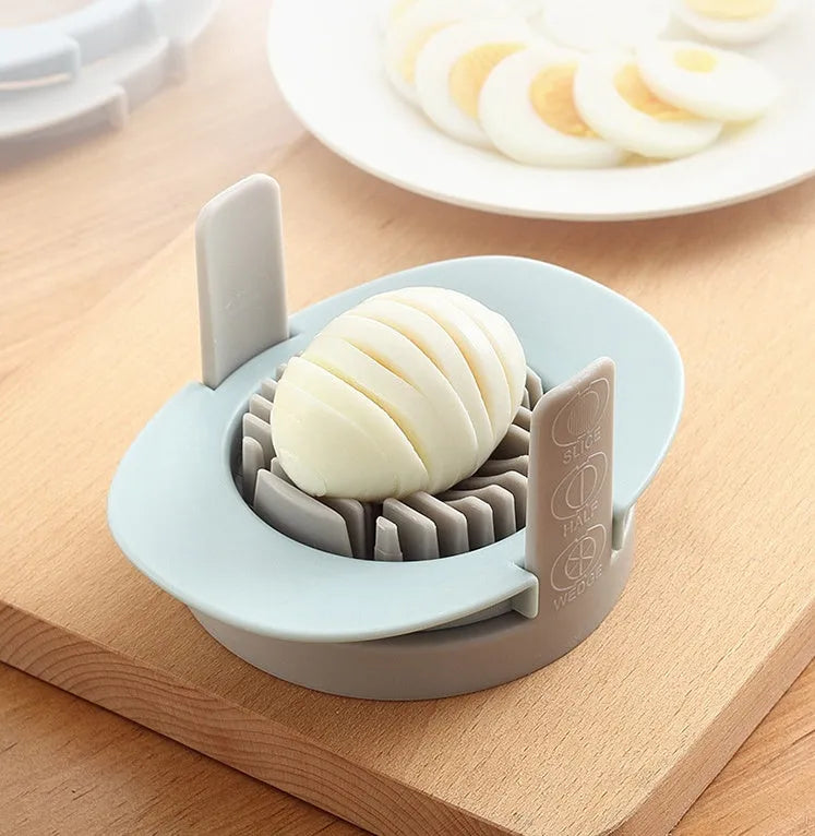 3-in-1 manual egg slicer and cutter, 14 x 10.5 x 7.4 cm, in blue, orange or red with stackable design
