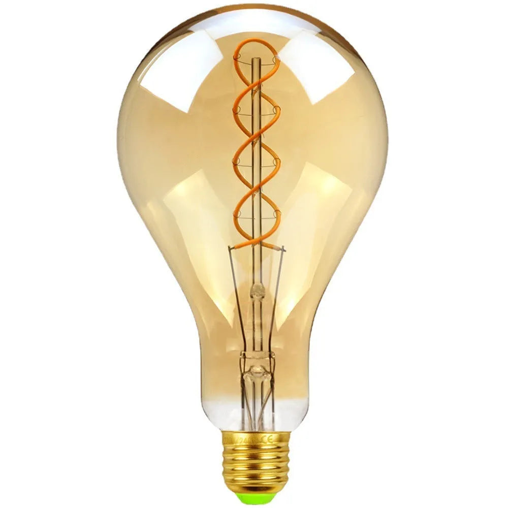 Double helix gold LED soft light strip with spiral bulb measuring 110mm by 200mm