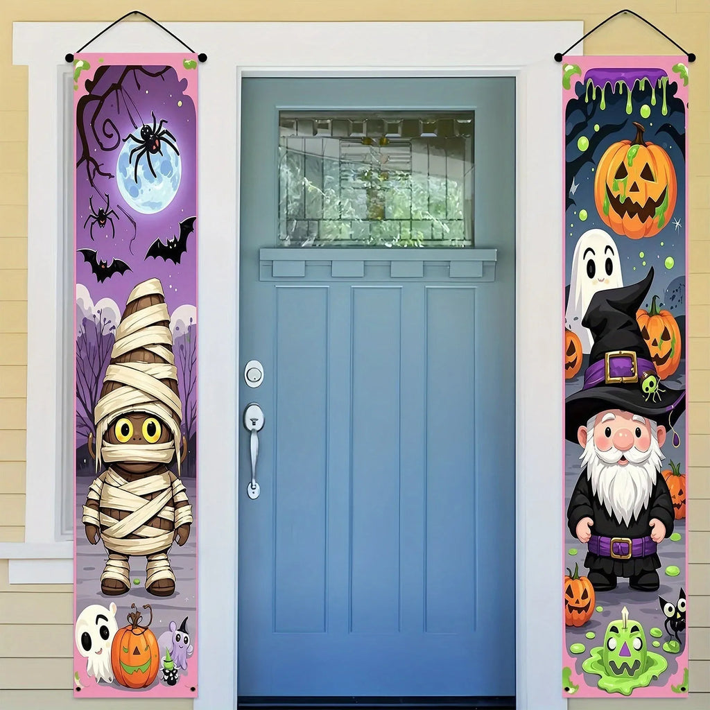 Polyester Halloween couplet hanging flag decorations measuring 30x180cm for party and wall display