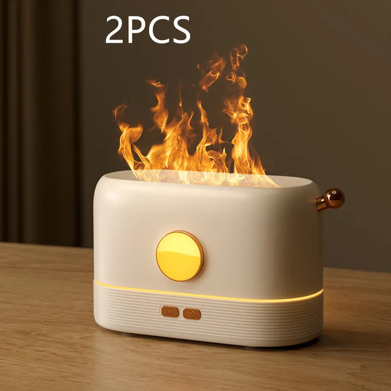 Simulation flame USB humidifier with 200ml water tank in black, green or white colours