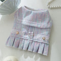 Salem purple or pink polyester pet clothing for a cat or small dog, shown in sizes S, M, L, XL.