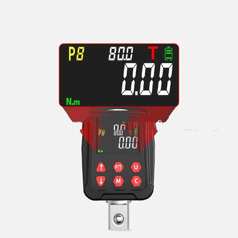 Digital torque meter with display, 1/2 square drive, and case.