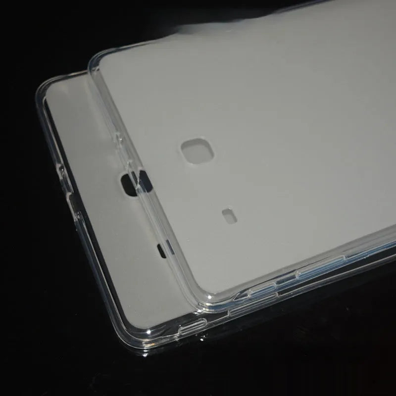 Clear transparent white ultra-thin silicone tablet protective case showing minimalist design