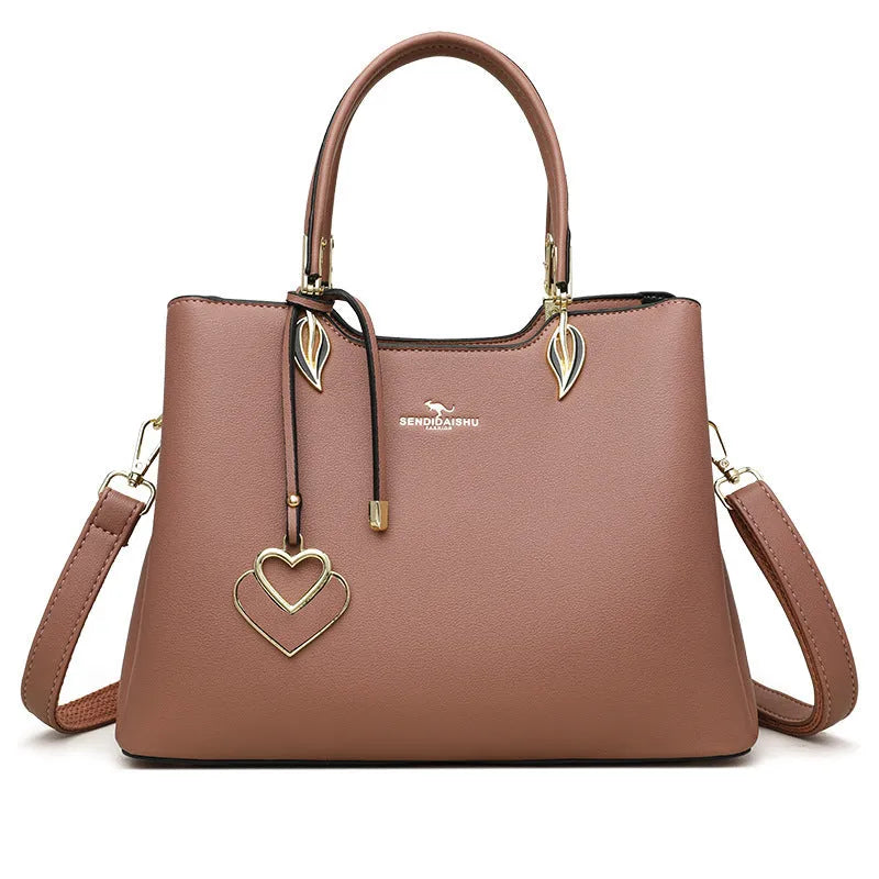 Women's PU shoulder messenger bag with multiple compartments and adjustable cross-body strap