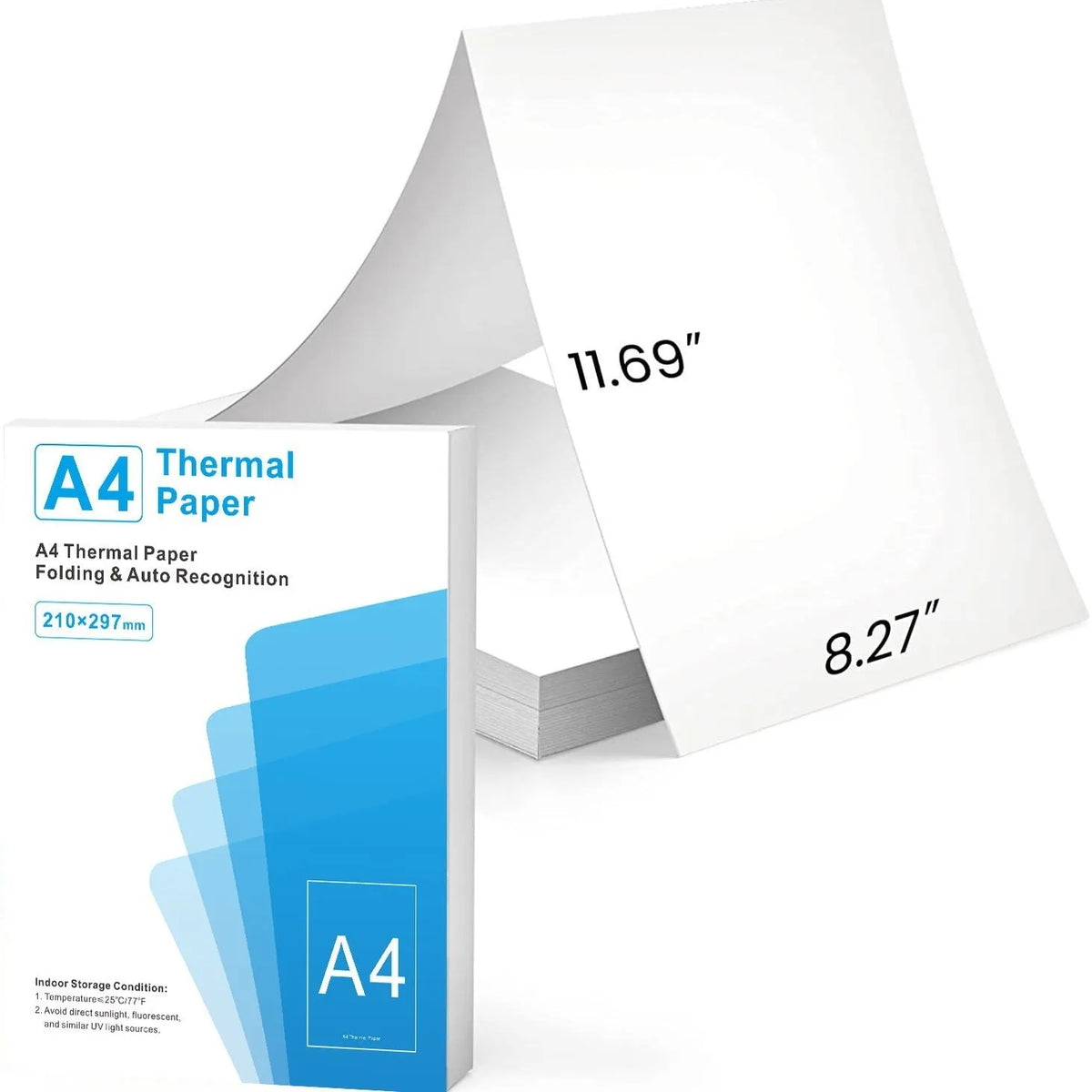 White A4 thermal printer paper in folding paper bag packaging with dimensions 210x297mm