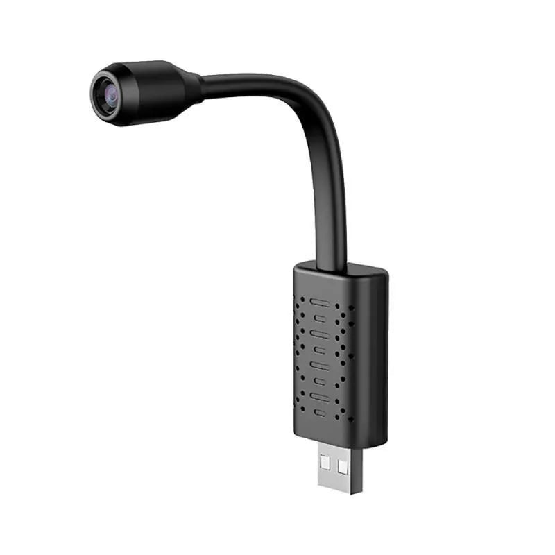 Black V380 wireless USB security camera with compact design for home monitoring