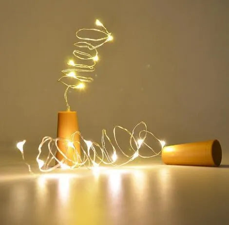 LED wine bottle lights string with flexible copper wire and bottle stopper for decorative lighting