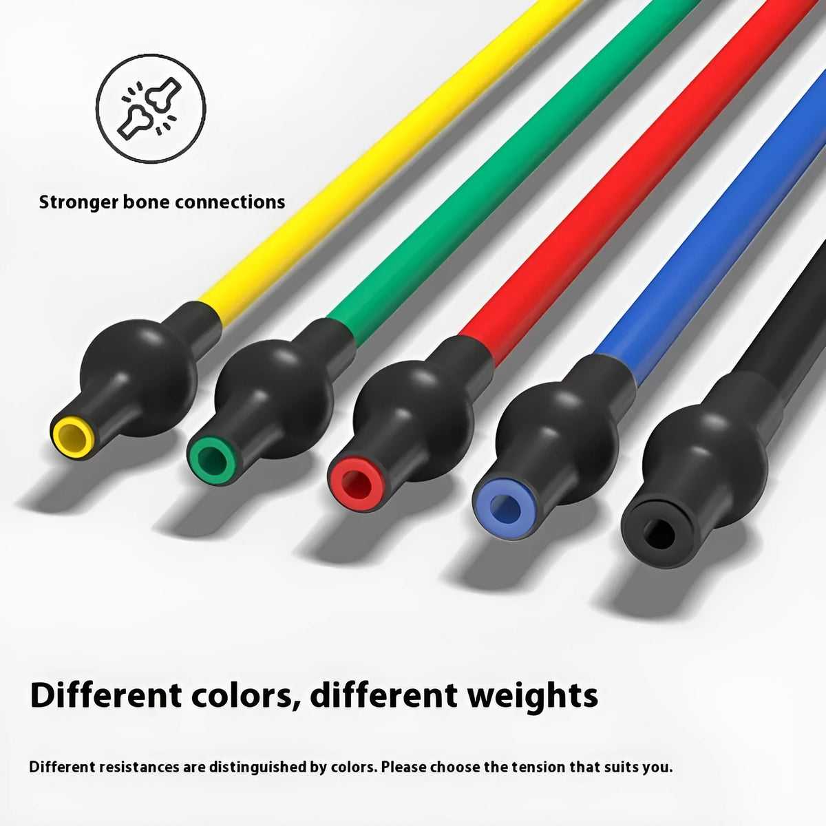 Adjustable chest expander fitness equipment with TPE tension rope in five colour options indicating different resistance levels
