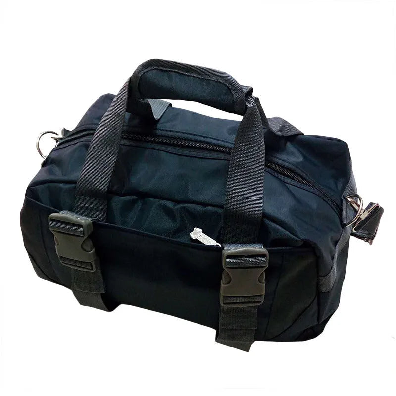 Nylon yoga and gym bag shown in multiple colours including black, blue, green, and pink.
