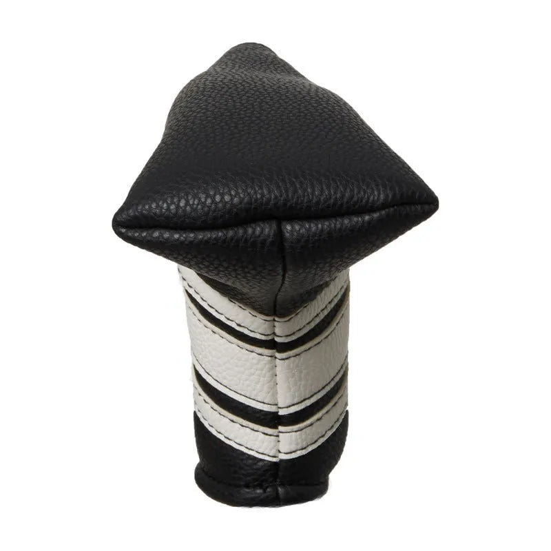 Black PU leather golf club head cover push rod case with sleeve for equipment protection