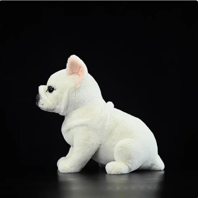 Cream French dog plush toy 23cm with plush fabric and PP cotton filling, unisex stuffed animal doll