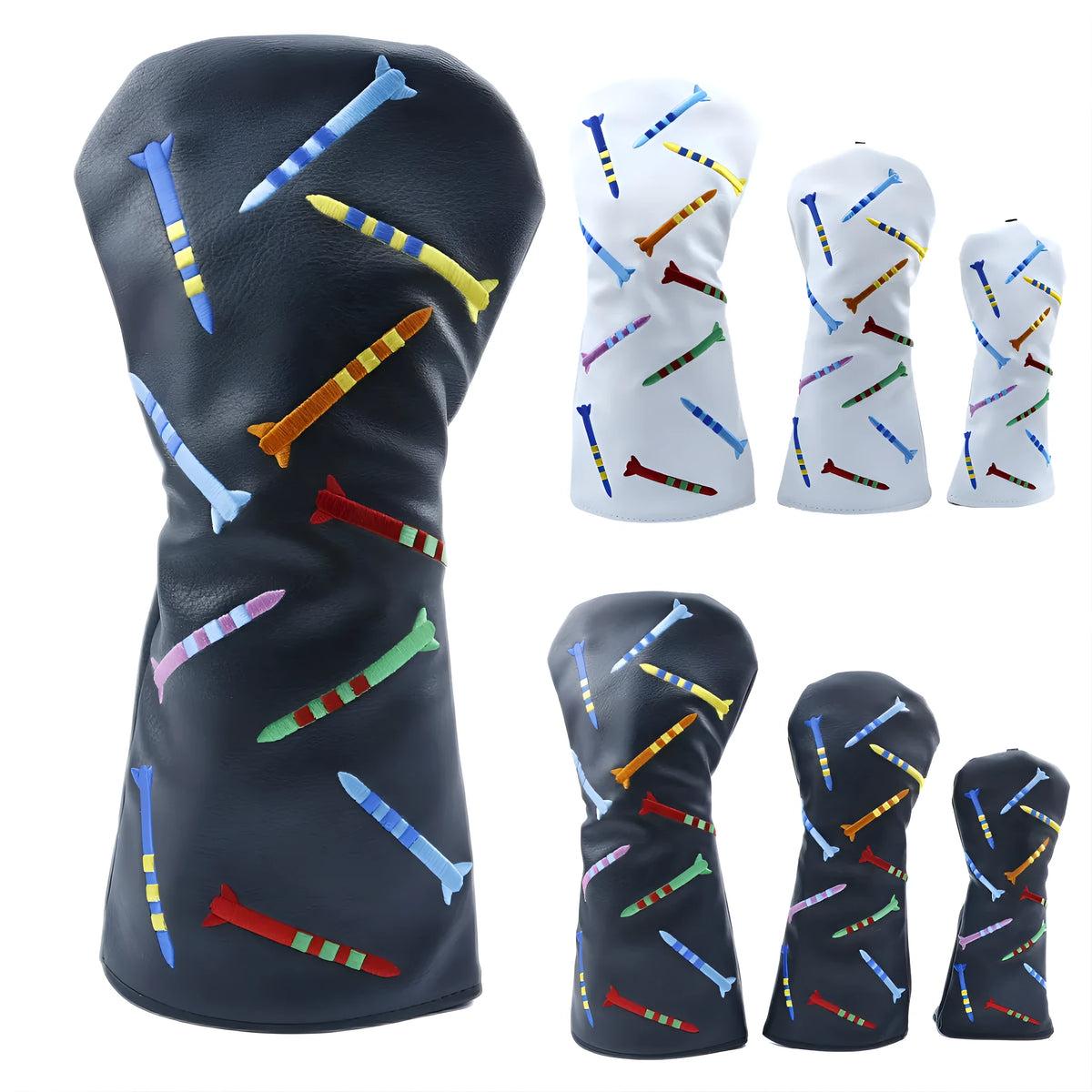 Golf wooden pole sets in black and white colours with three size options for training and fitness
