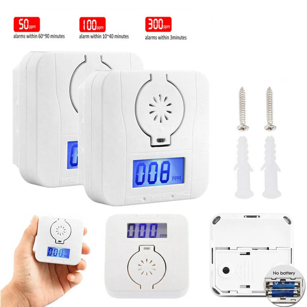 White wireless carbon monoxide alarm wall-mounted detector for kitchen and living room safety
