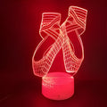 3D acrylic ballet shoe night light with colourful LED illumination and remote control