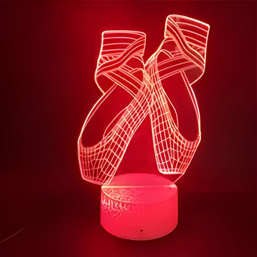 3D acrylic ballet shoe night light with colourful LED illumination and remote control