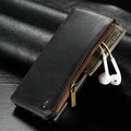 Black PU leather flip phone case for SAMSUNG Note9 showing front and back views.