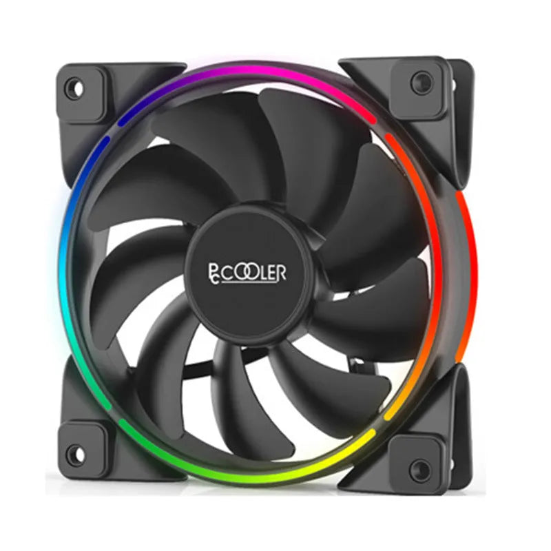 Three black 120mm computer case cooling fans with RGB lighting and hydraulic bearing system