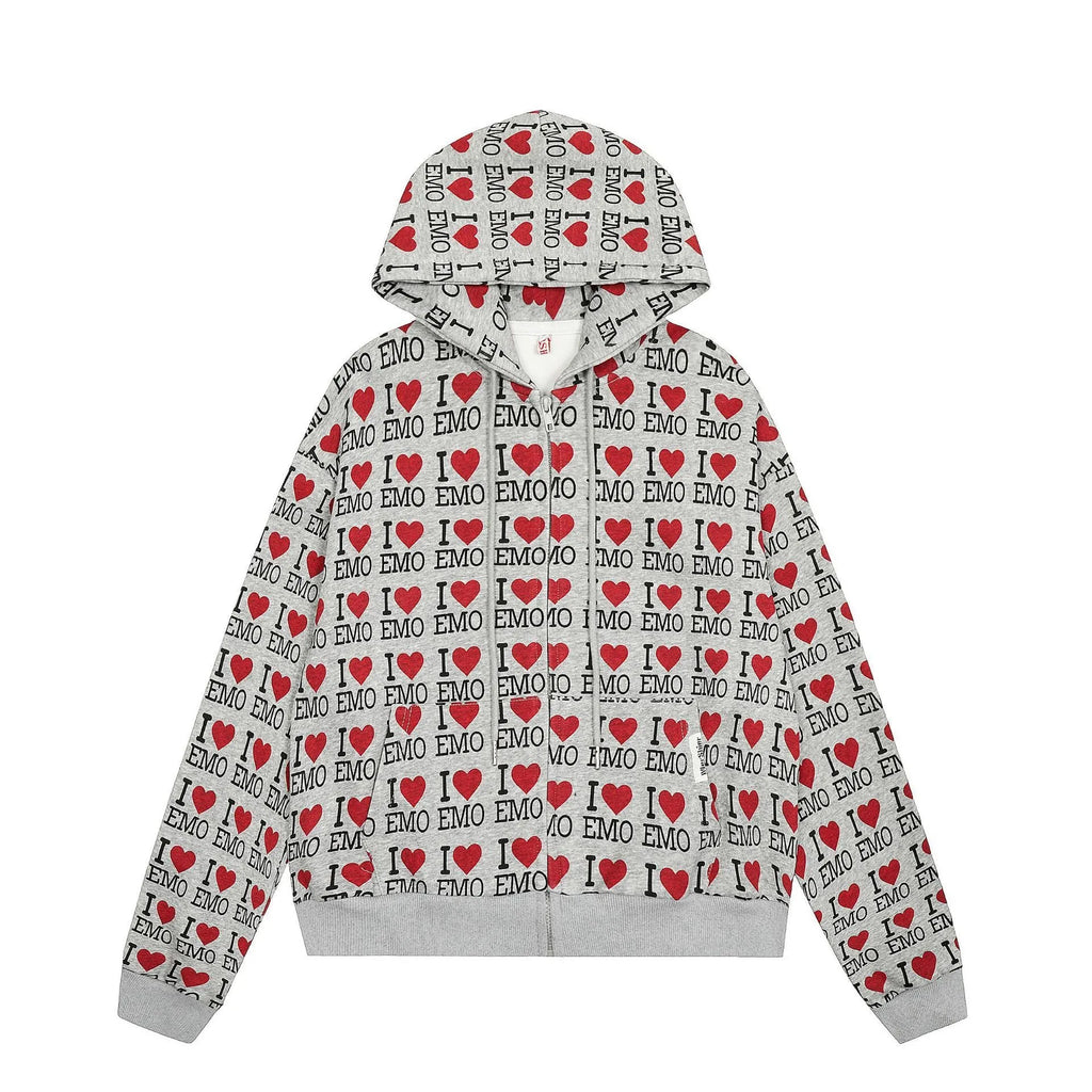 Women's melange grey cotton cardigan sweater with long sleeves on a hanger.