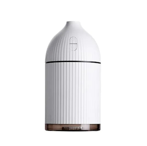 White ultrasonic aromatherapy diffuser humidifier with 300ml capacity and USB connection