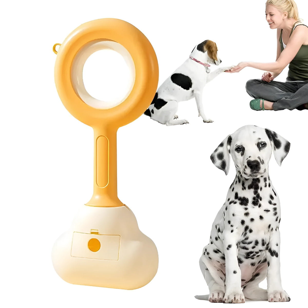 Blue dog pooper scooper with cloud-shaped jaw design for outdoor waste clean-up