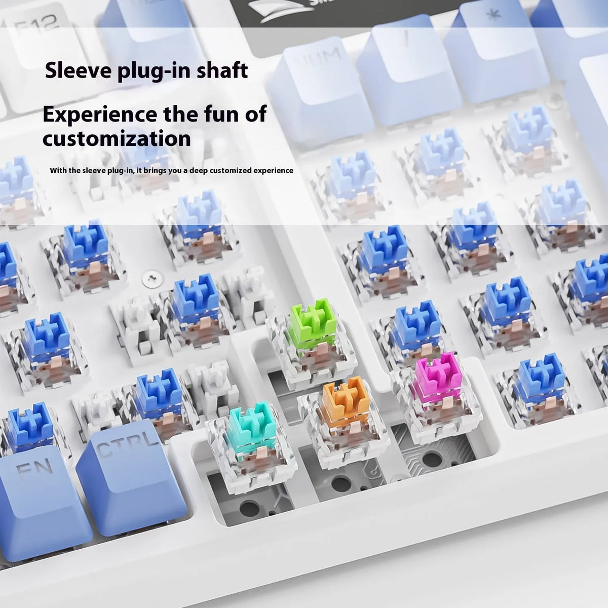 SK15 wired mechanical gaming keyboard with control knob in autumn water blue colour