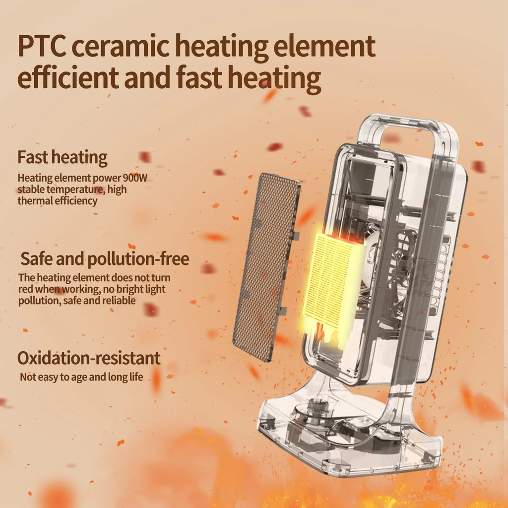 Black PTC ceramic desktop heater with knob control for UK power sockets